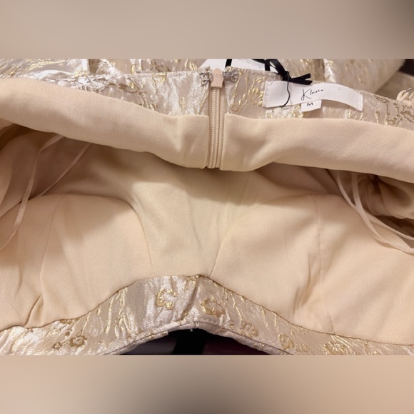 Klesis Cream Gold Brocade Fit & Flare Dress Size M New With Tag